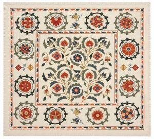 Pottery Barn Suzani Floral Embroidered Table Throw 50x50 Square 100% Cotton Base